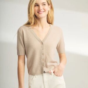 Reformation Cashmere short sleeve v neck button up cardigan. SOFT!!